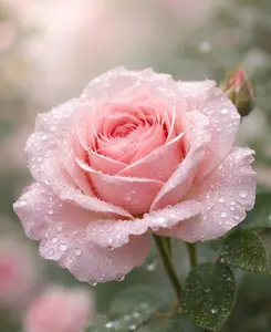 Plants-Pink rose dewdrops