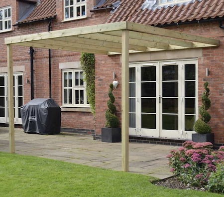Rutland county box pergola attached lean-to.