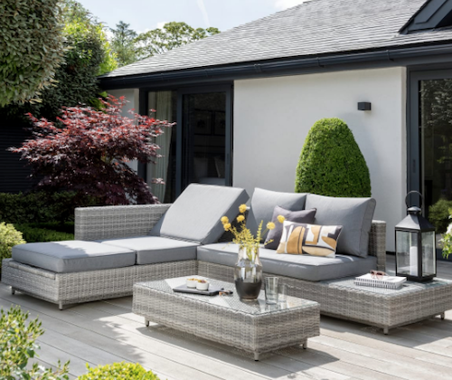Garden furniture corner rattan set.