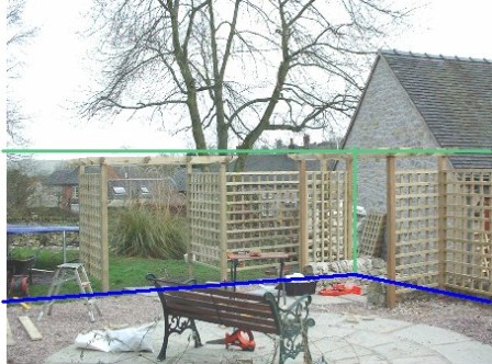 Copyright image: Pergola construction with trellis showing effects of adding height to the garden.