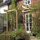 Asian style lean-to pergola.