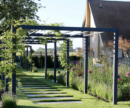 Modern metal pergola
