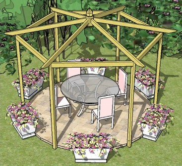 Pergola pictures-pitched-hexagonal