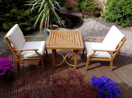 Wooden garden furniture set.