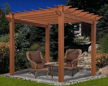 Maintenance-free vinyl pergola kit.