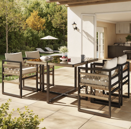 Furniture-Ao-Modern tall dining set black trim