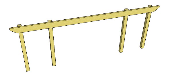 Copyright image:  Diagram showing a long pergola beam span with additional support posts.