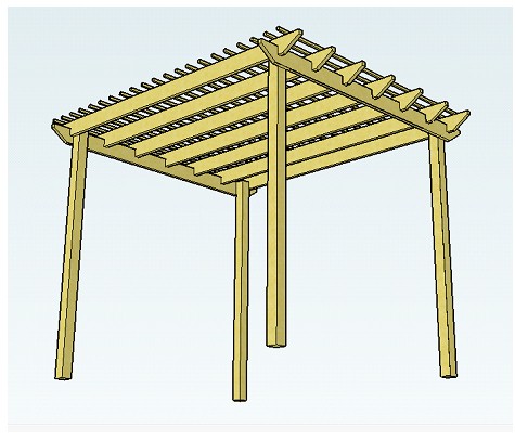 Copyright image: how to build a DIY pergola from the simple pergola plans.  Design 2.