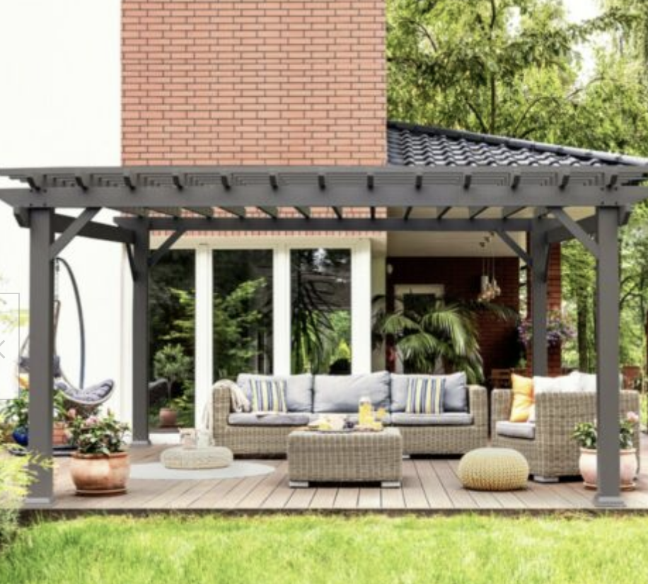 Aluminium pergola with wood effect.