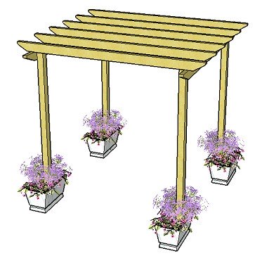 Copyright image: A simple pergola design with unnotched rafters and plain rafter tail ends.