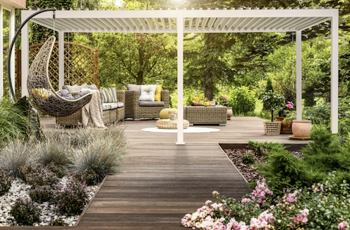 Gorgeous aluminium double patio pergola in white