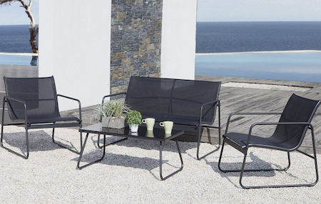 4 piece black modern garden furniture set
