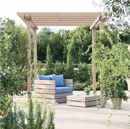 Modern pergola feature for a contemporary garden design.