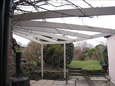 Copyright image: Corner pergola design adapted from the corner pergola plans. 