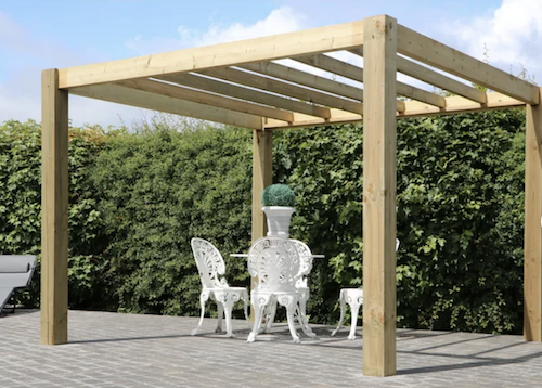 Modern wooden pergola.