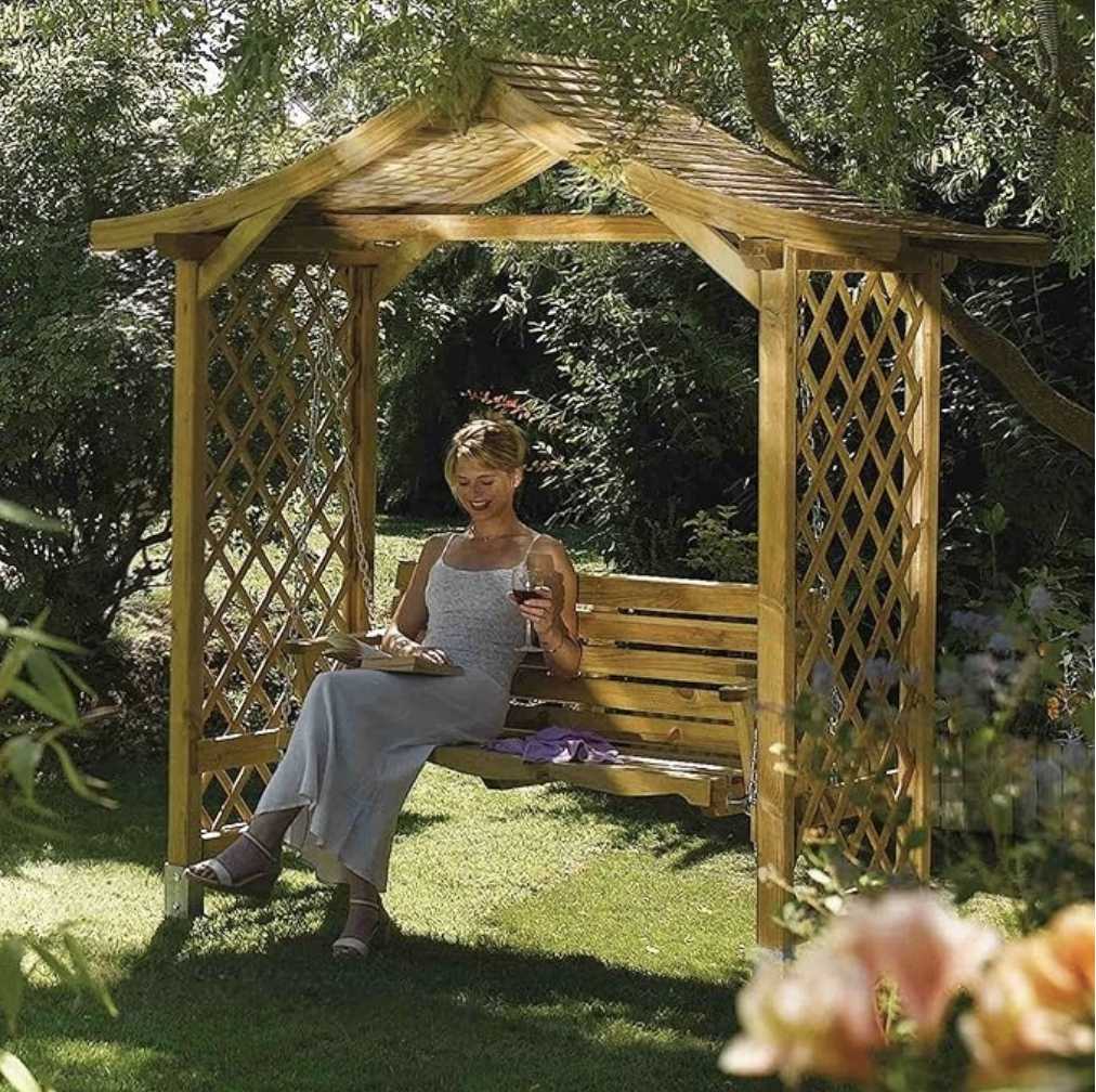 Swinging arbour pergola kit.