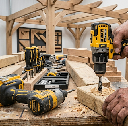 Dewalt tools for building a pergola.