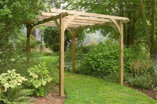 Traditional Forest Garden wooden pergola.