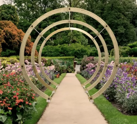 Circular flower walk for roses and other climbing plants.