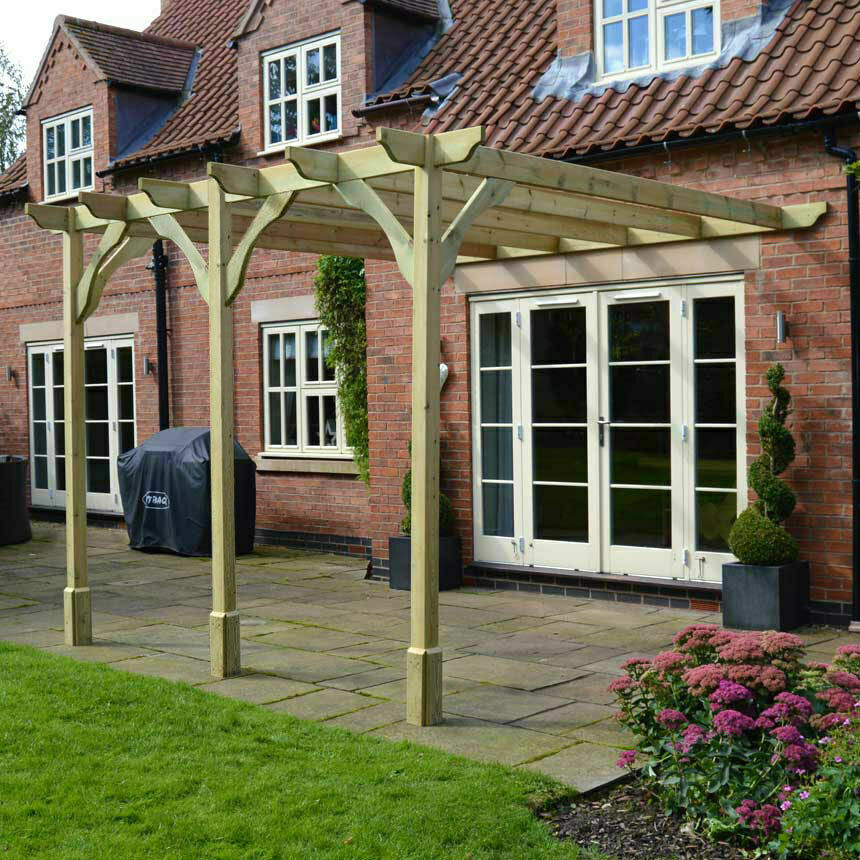 Attached lean-to pergola.