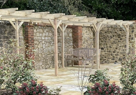 Extended rose arch walkway pergola with bespoke option.