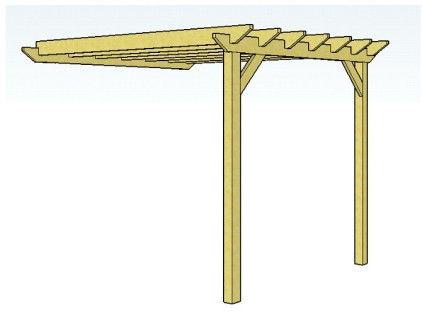 Copyright image: Attached lean-to pergola with rafters and ledger board. 