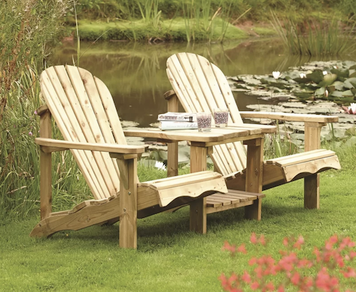 Wooden garden furniture Adirondack style love seat