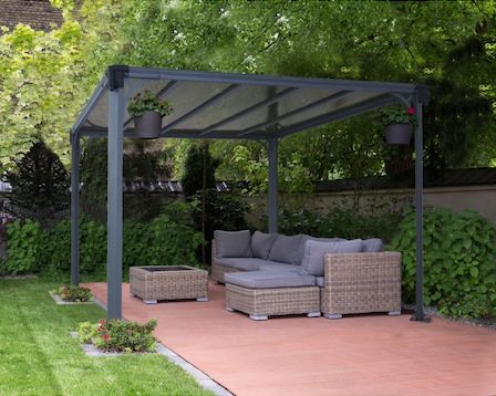 Modern metal pergola in grey