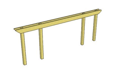 Copyright image:  Diagram showing long pergola beam span with double beams.