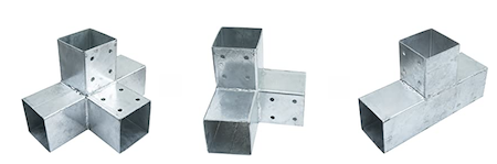 Metal corner bracket kit for building a pergola.