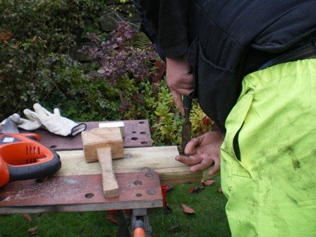 Copyright image: Building a pergola - notching out. 