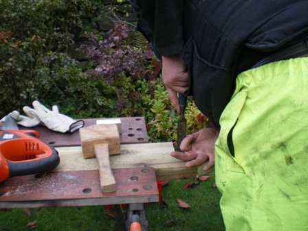 Copyright image: Building a pergola - notching out.