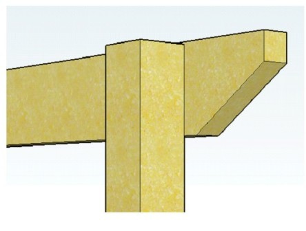 Copyright image:  Diagram showing un-notched post with rafter.