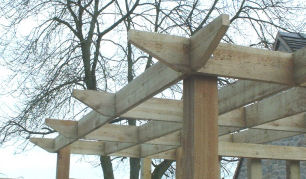 Copyright image: Pergola construction showing plain rafter tail ends.