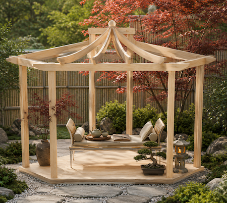 Pergola-AI-Realistic Asian pergola with accessories