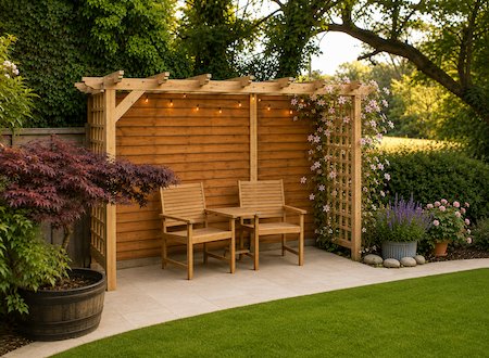 Copyright image: Kevin's lovely retreat made from the arbour pergola plans. Copyright image: Kevin's lovely retreat made from the arbour pergola plans.