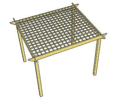 Copyright image: One of the free pergola plans, this simple pergola uses trellis for the roof.