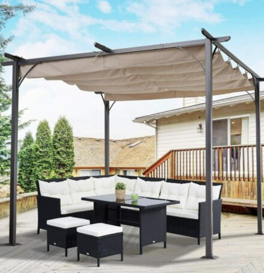Steel coated canopy pergola.