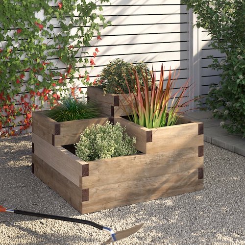 Tiered raised bed for plants or vegetables.