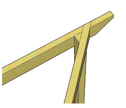 Copyright image: Notched rafter for the triangular pergola.