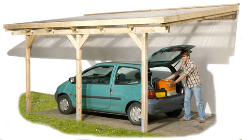 An attached lean-to carport.